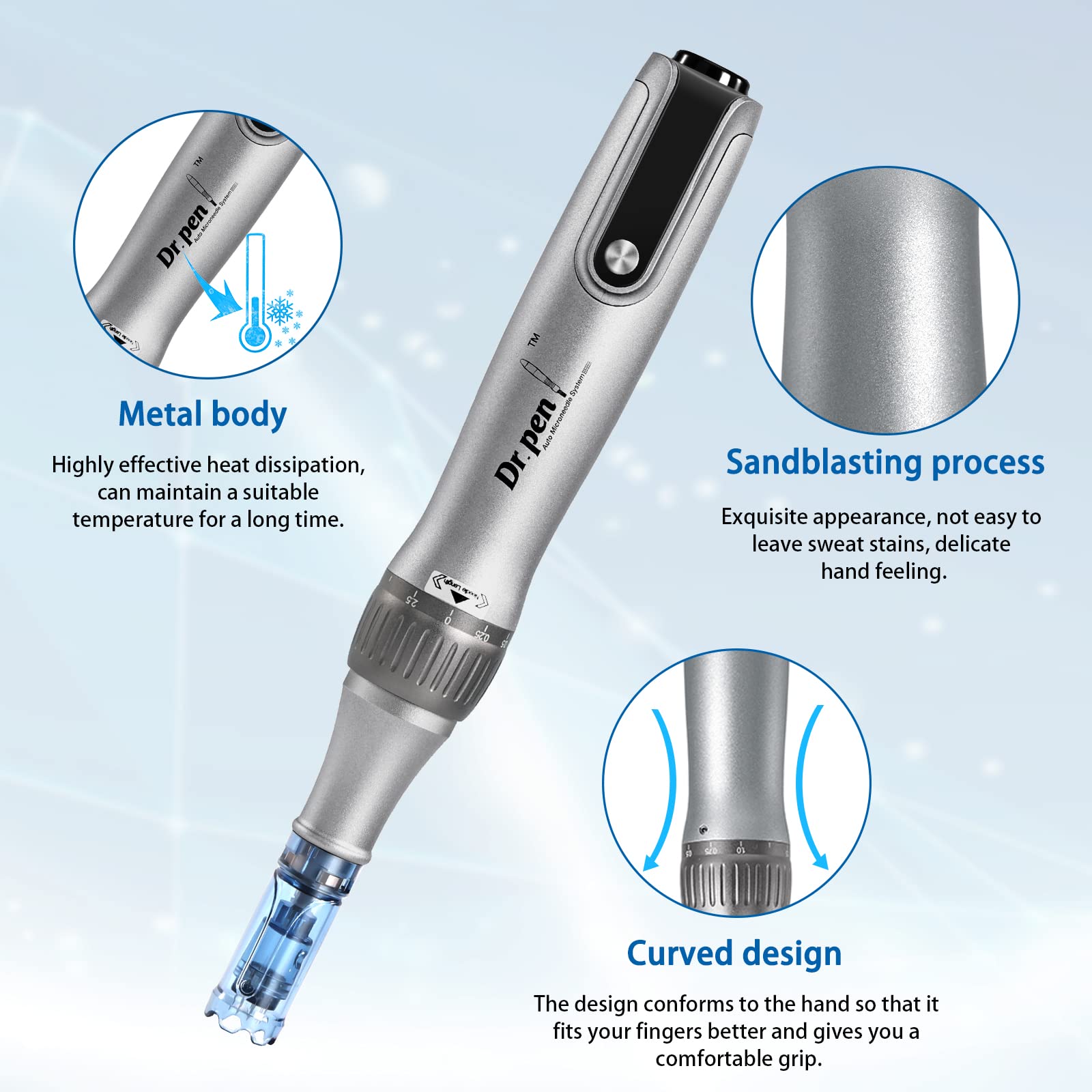 Dr.pen Microneedling Professional Dermapen M8S Wireless Derma Roller Pen with 6pcs 12PIN 36PIN Replacement Cartridges Needle 6 Speed Levels Adjustable