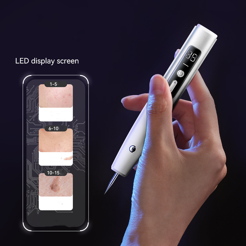 (Gold) Spot Remover Electric Laser Plasma Pen Beauty Instrument Black Skin Tag Remover Machine Home Face Mole Freckle Removal Device
