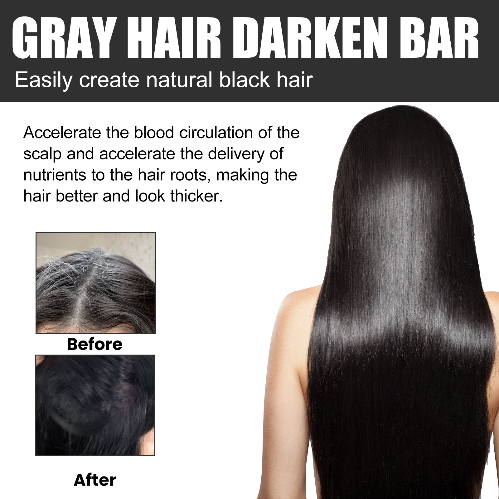Grey Hair Darkening Bar Hair Shampoo Soap Restore Beard Natural Color Nourishing Cleaning Oil Control White Hair Repair Hair Treatment