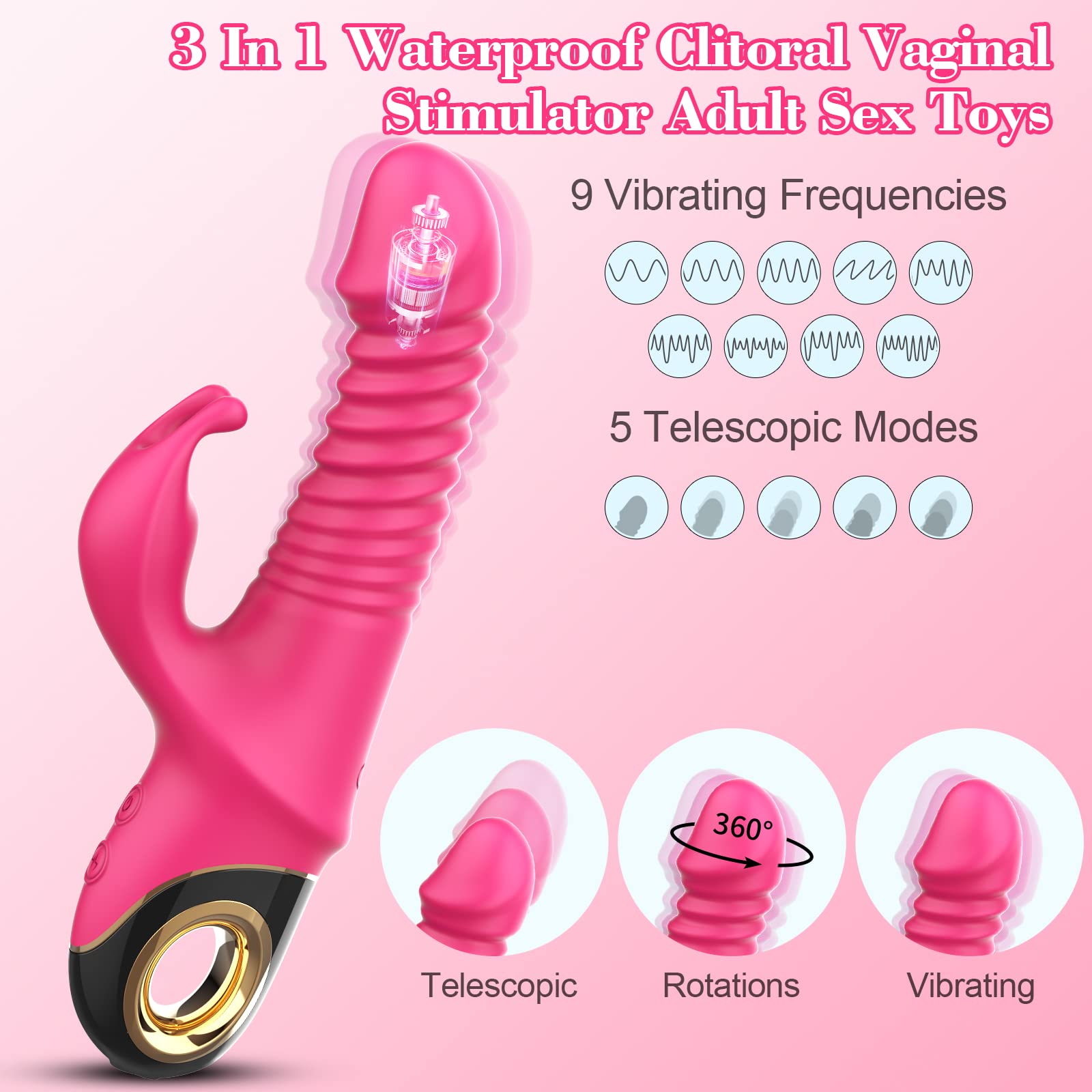 (Purple) Thrusting G-spot Rabbit Vibrator for Women Adult Sex Toys for Female Solo Realistic Silicone Dildo G Spot Massager for Clitoral Anal Stimulation