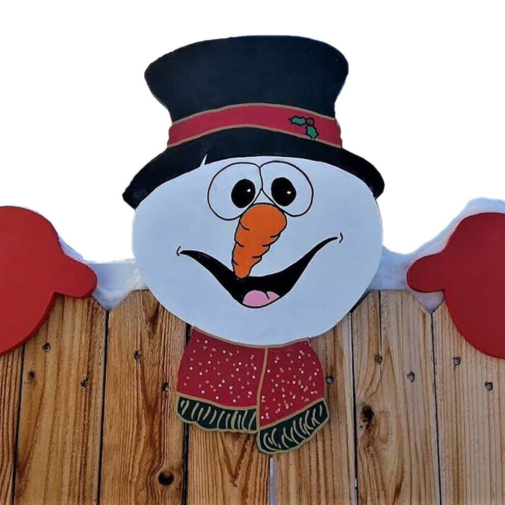 (Santa Claus) Christmas Fence Peeker Decoration Outdoor Garden Decor Funny Reindeer Santa Claus Snowman  Ornaments for Yard Patio