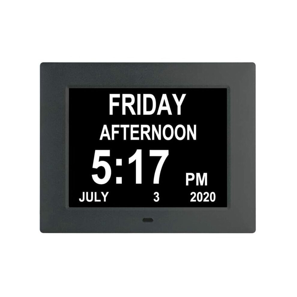 (White) Digital Day Alarm Clock LED Calendar Dementia Time 7 inch