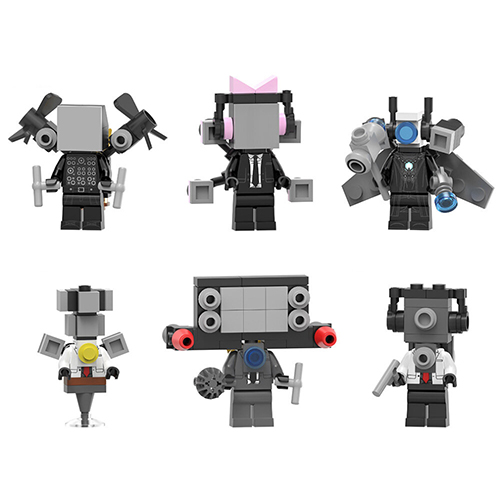 Skibidi Toilet Minifigure Building Blocks Toys Mini Figure Model Assembly Fit LEGO 6Pcs Set Ideas Collectible Gift for Adults Fans and Kids