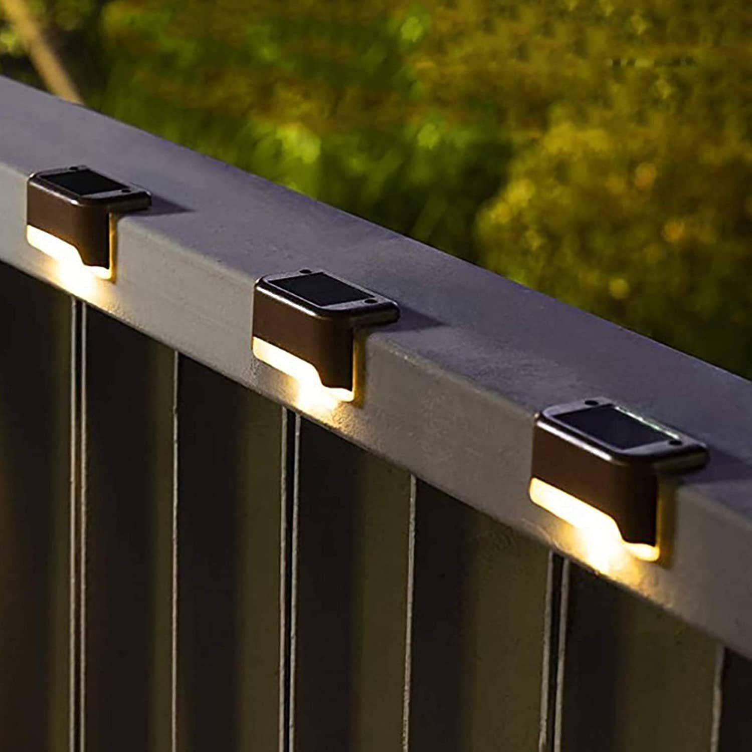 4PCS Solar Deck Lights Waterproof Step Lights Solar Security Lights Warm White