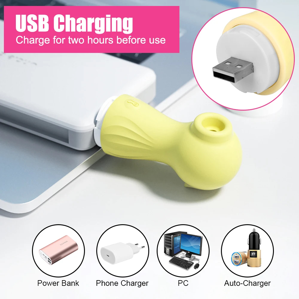 (Yellow) G Spot Sex Toys Sucking Vibrator Vagina Vibrating Sucker 10 Speeds Clitoris Orgasm Adult Toy for Women Massage Masturbation Stick Female Masturbator