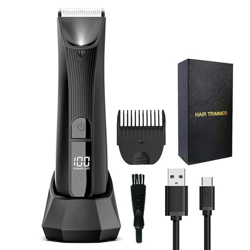 Mens Electric Hair Trimmer with LCD Display Rechargeable Grooming Tool for Body Hair