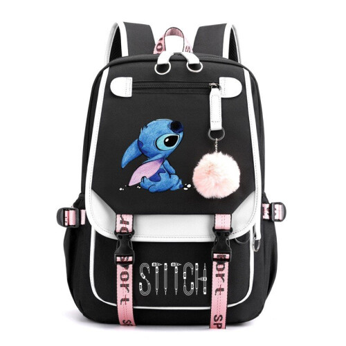 Stitch Students Backpack Boys Girls Outdoor Cartoon Daypack With USB Charge Port