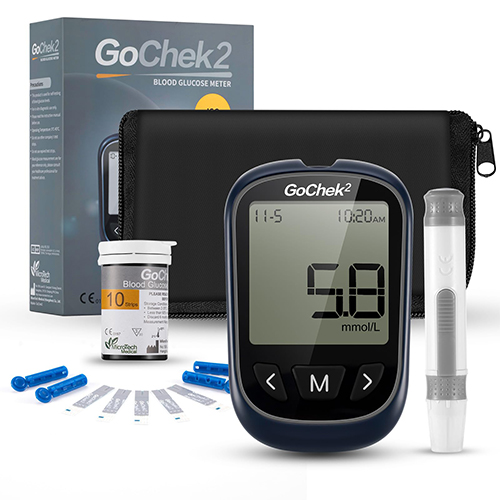 Blood Glucose Monitor Meter Diabetes Test Kit Upgrade with Hypo and Ketone Warning Meal Marker 500 Memories Blood Sugar Tester with 10 Test Strips and 10 Lancets in mmol L