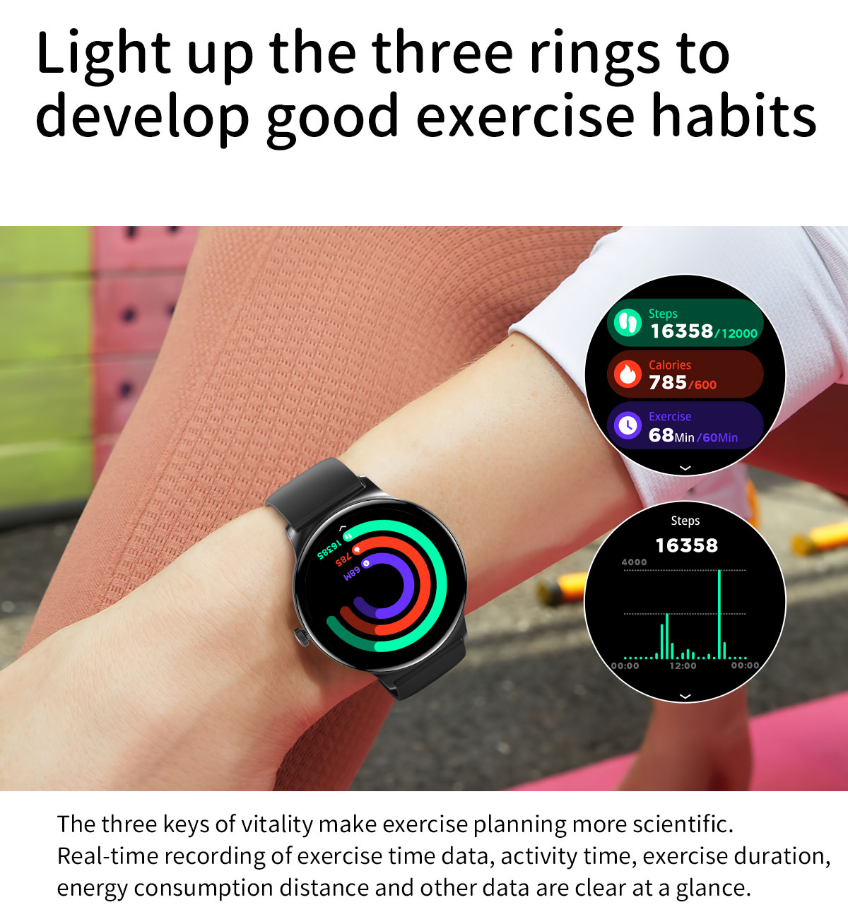 (Black Silicone	) Smart Watch Ladies AMOLED HD Screen Health Tracker Sports Bluetooth Call Heart Rate Blood Pressure Oxygen Monitor Smartwatch Women For iPhone Android