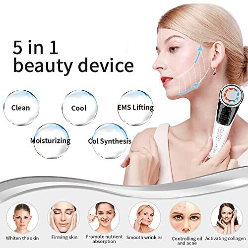 Face Massager for Skin Care  Beauty Device Multi Anti-wrinkle High Frequency EMS Facial Lifting Machine with Red Blue Light Therapy