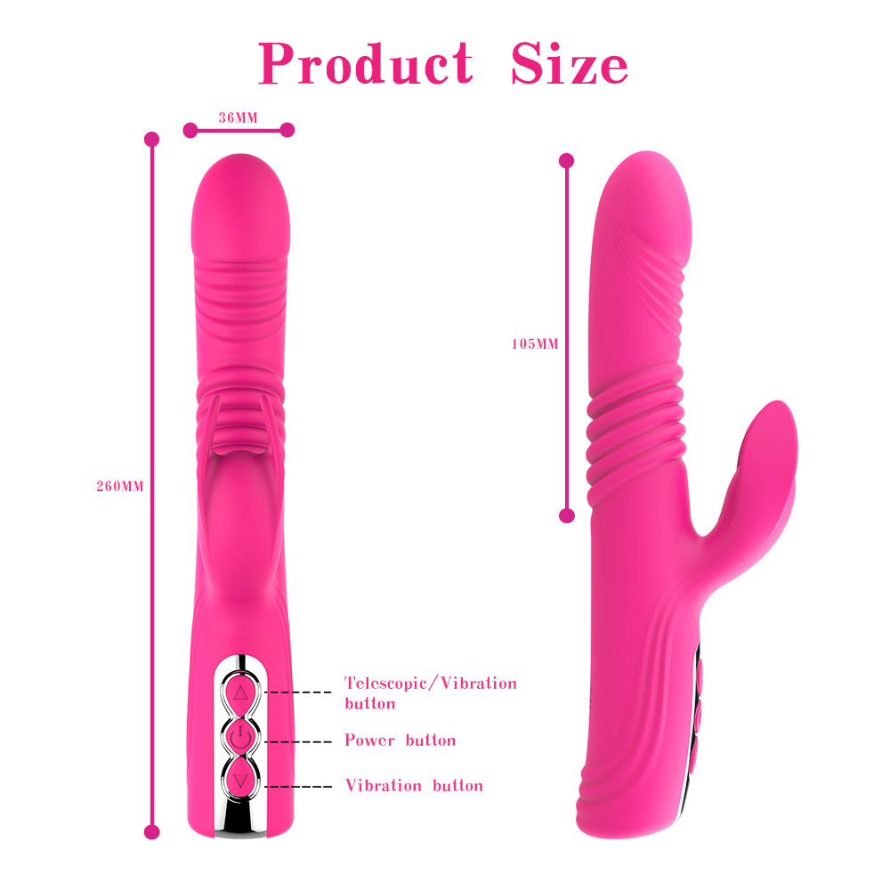 (Rose Red) Dual Vibrator Scalable Dildo Sex Machine Clitoris Stimulator Rabbit Vibro Wand Massager Bullet Vaginal G Spot Adult Sex Toys for Women Orgasm Waterproof