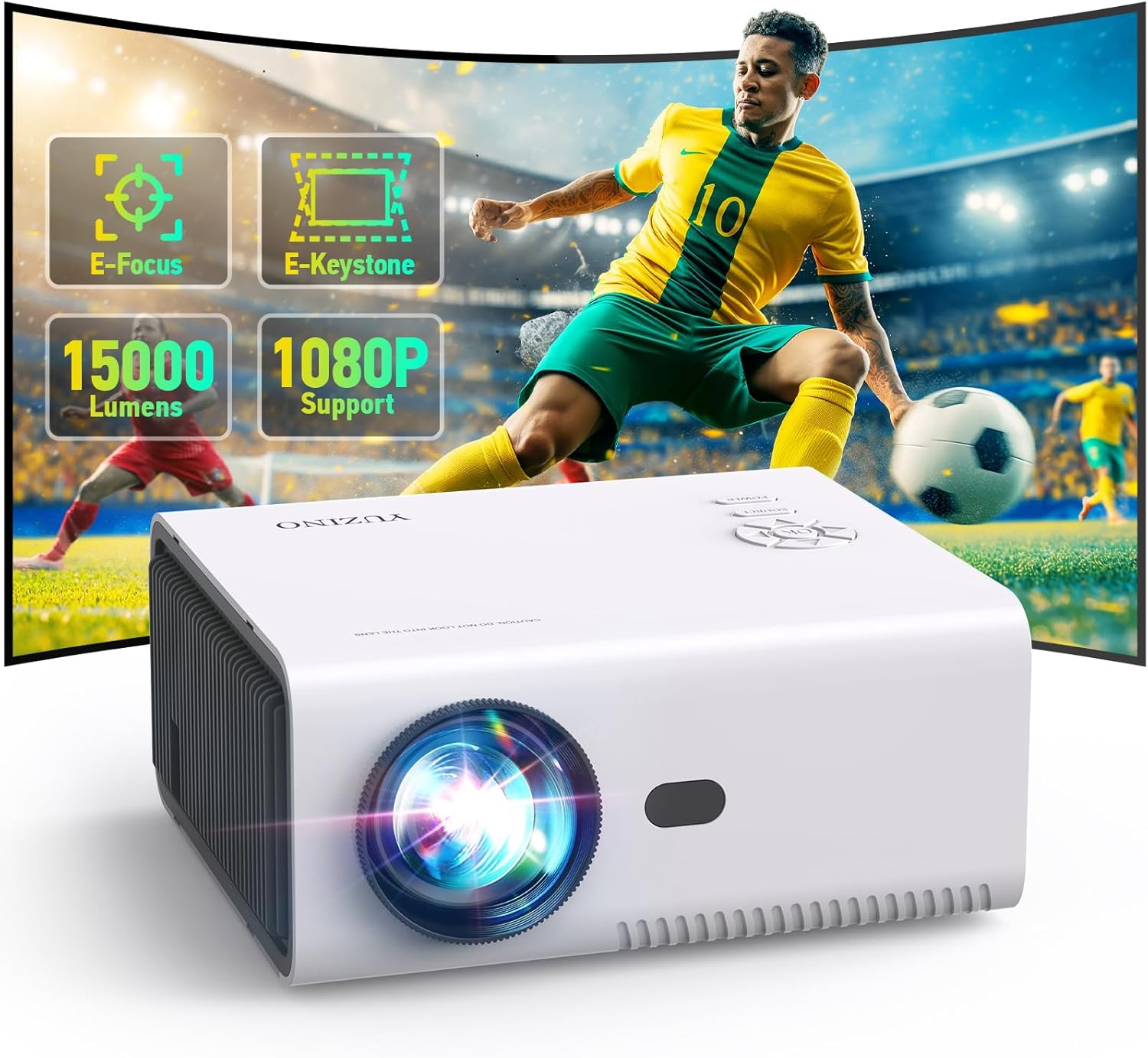 Mini ProjectorElectric Focus Keystone Zoom 15000L Full HD 1080P Portable Projector with WiFi and Bluetooth Outdoor Movie Projector for Bedroom Sports Party Support Phone Laptop TV Stick HDMI
