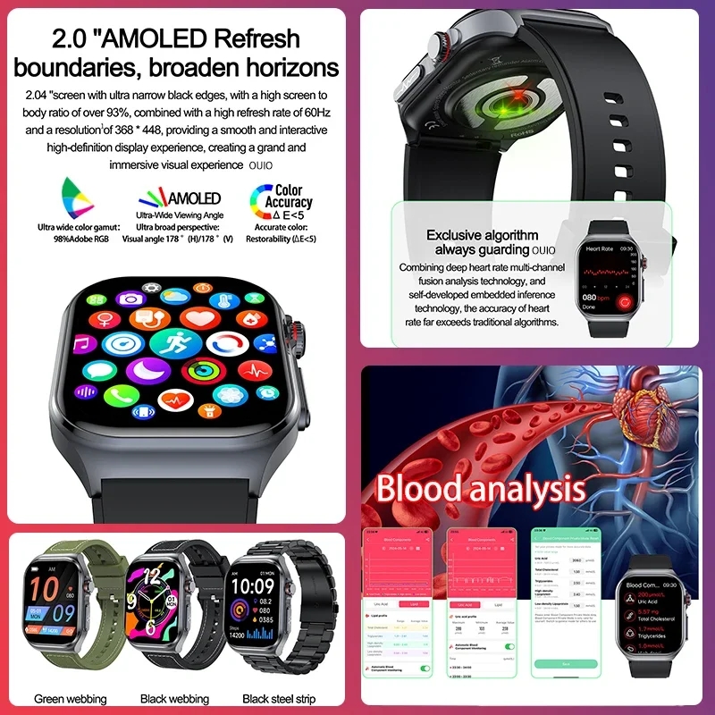 Smart Watch  Men ECG Blood Compositoin Health Monitoring Tracker