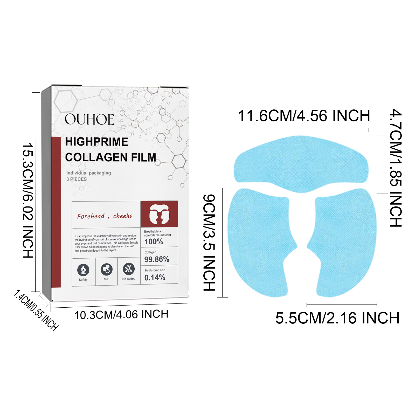 (1PC Set) Collagen Membrane Lightens Wrinkles Bags Dark Circles Remover Firming Skin Plump And Moisturizing Eye Rejuvenation Membrane Forehead Smile Lines Patches