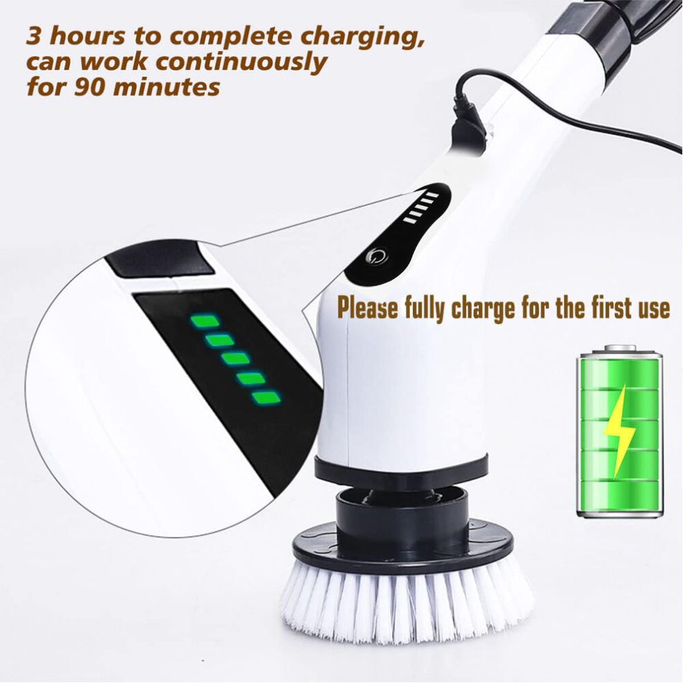Electric Spin Scrubber, Cordless Electric Cleaning Brush with 9 Replaceable Brush Heads, Shower Cleaning Tool 360 Rotating Power