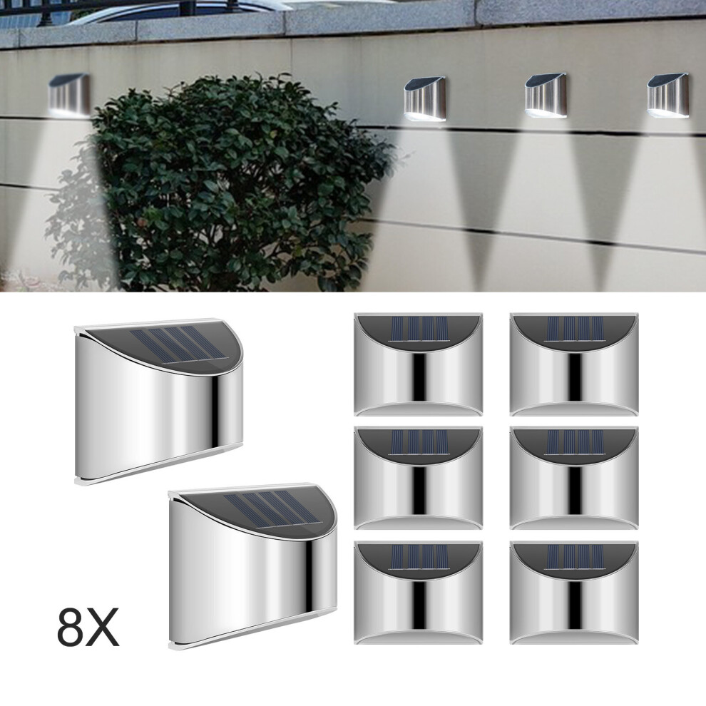 8Pc LED Solar Power Garden Fence Lights Wall Light Patio Outdoor Security Lamps