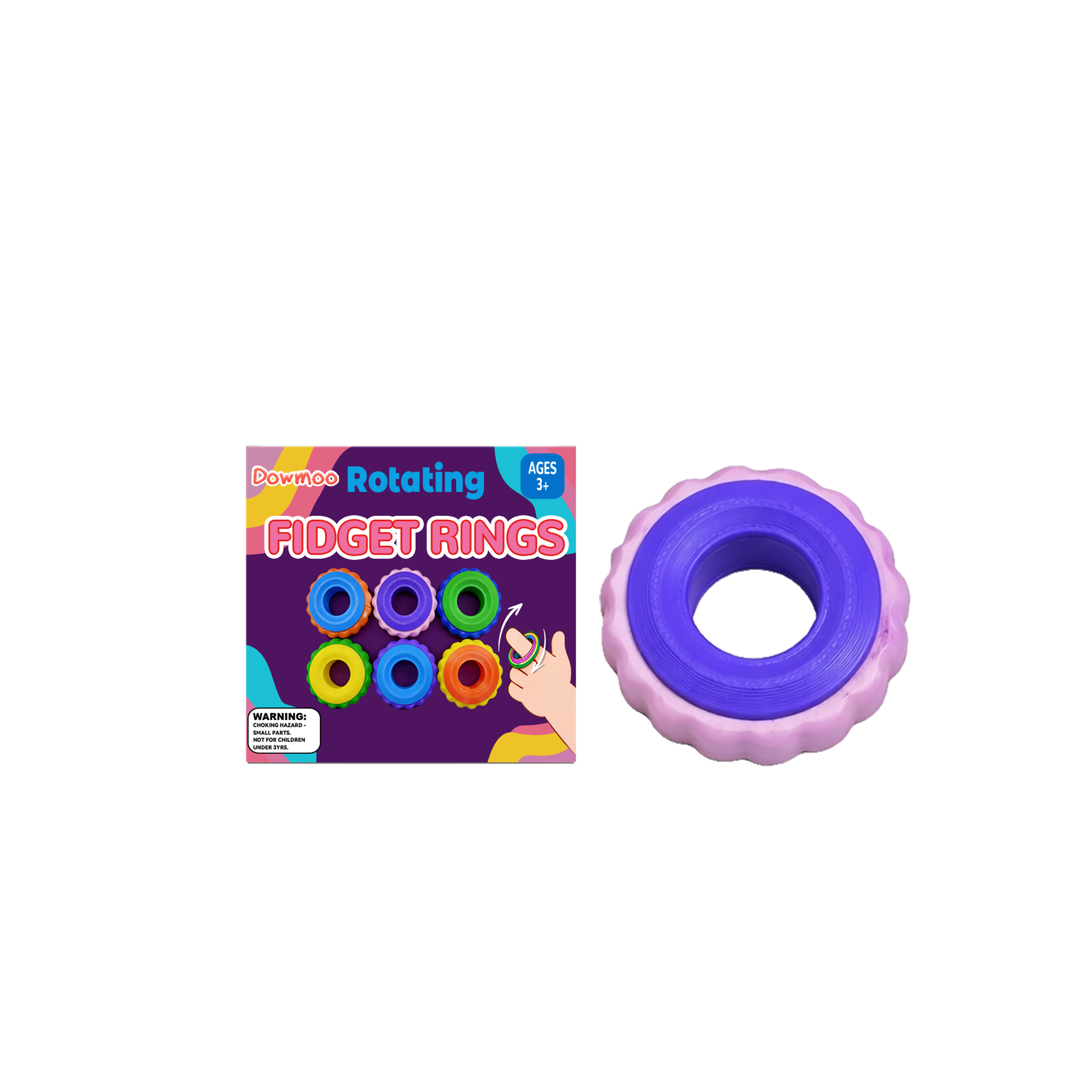 Rotating Fidget Ring Sensory Finger Spinner Anti-Anxiety Stress Relief Toys for Adults ADHD Autism Quiet Classroom Prizes Gifts