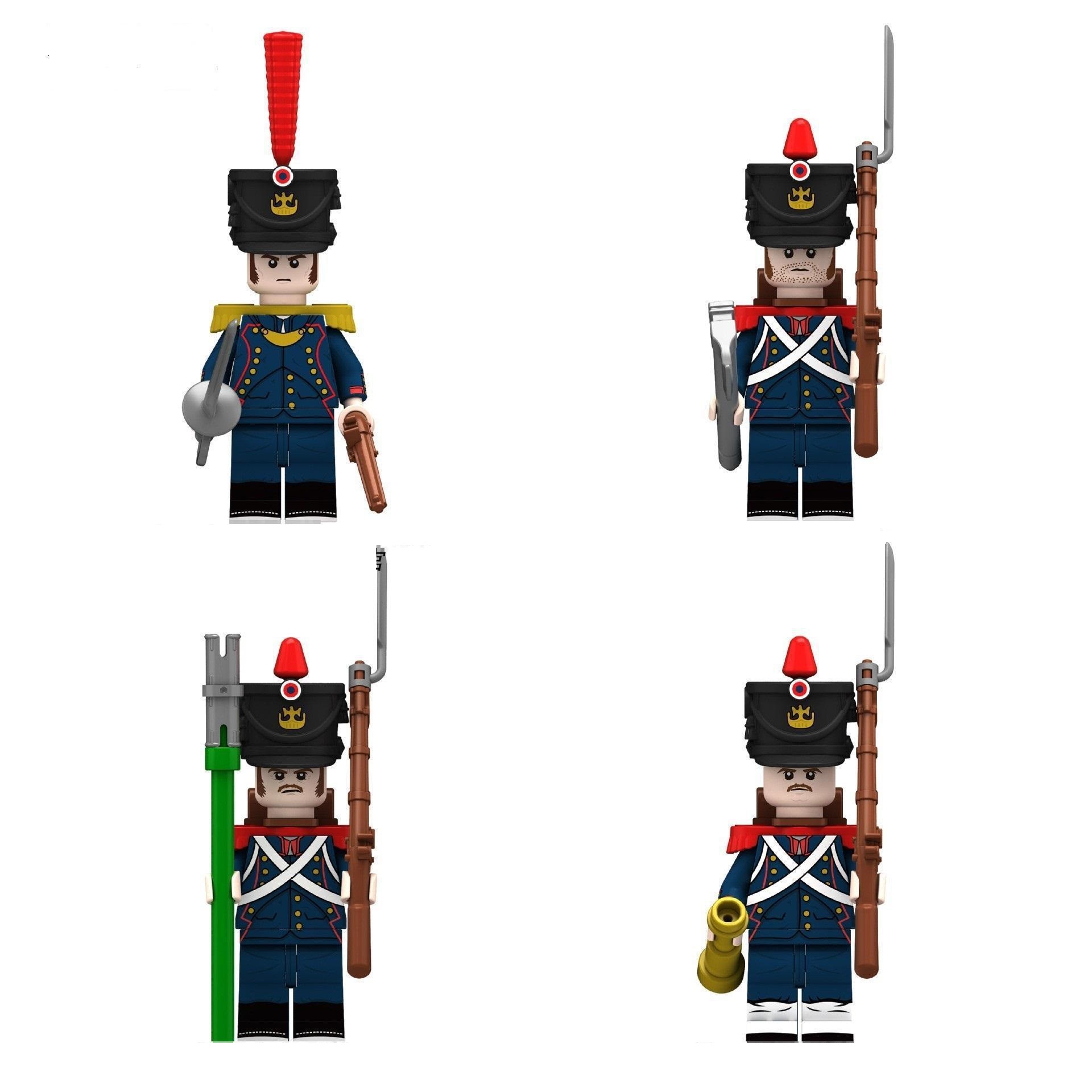 (4 Pcs Soldiers C) Soldiers Building Blocks Toys Medieval Ceremonial Soldiers Minifigures Series with Accessories Christmas and Birthday Gifts for Kids Fit Lego