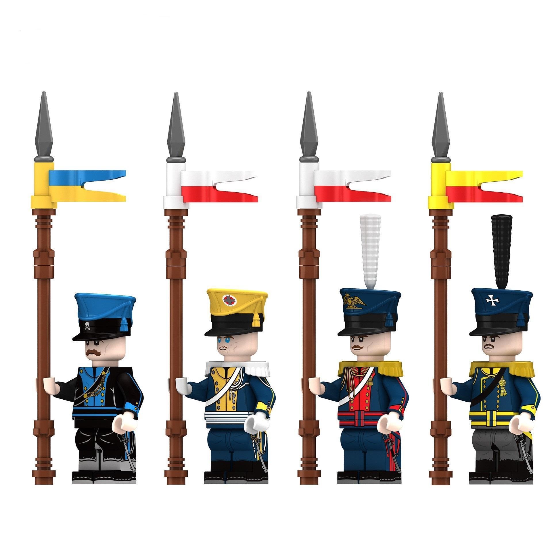 (4 Pcs Soldiers C) Soldiers Building Blocks Toys Medieval Ceremonial Soldiers Minifigures Series with Accessories Christmas and Birthday Gifts for Kids Fit Lego