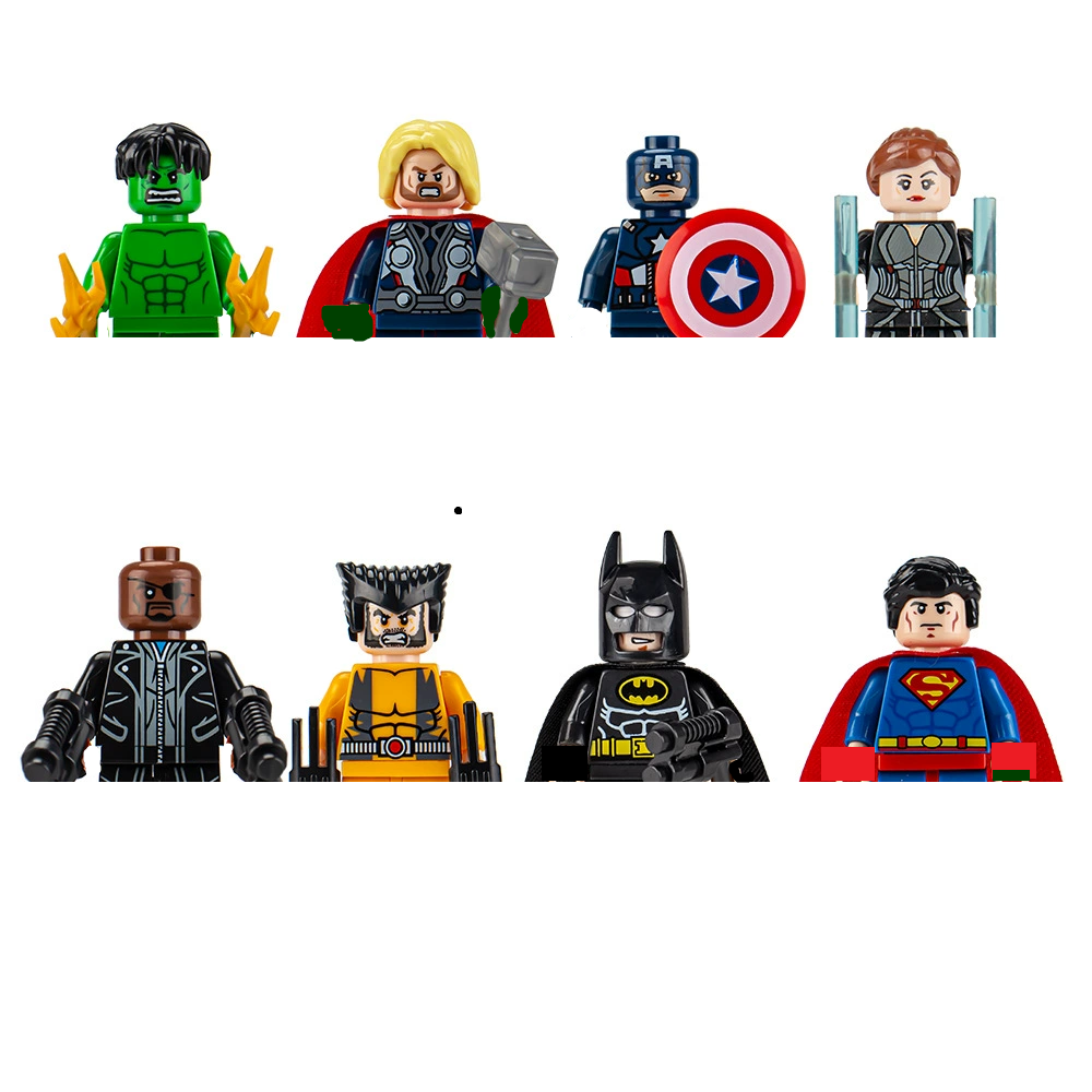 (8 pcs F) Marvel Universe Superhero Building Blocks Set Iron Man Spider Man Mini Assembled Doll Children Gift