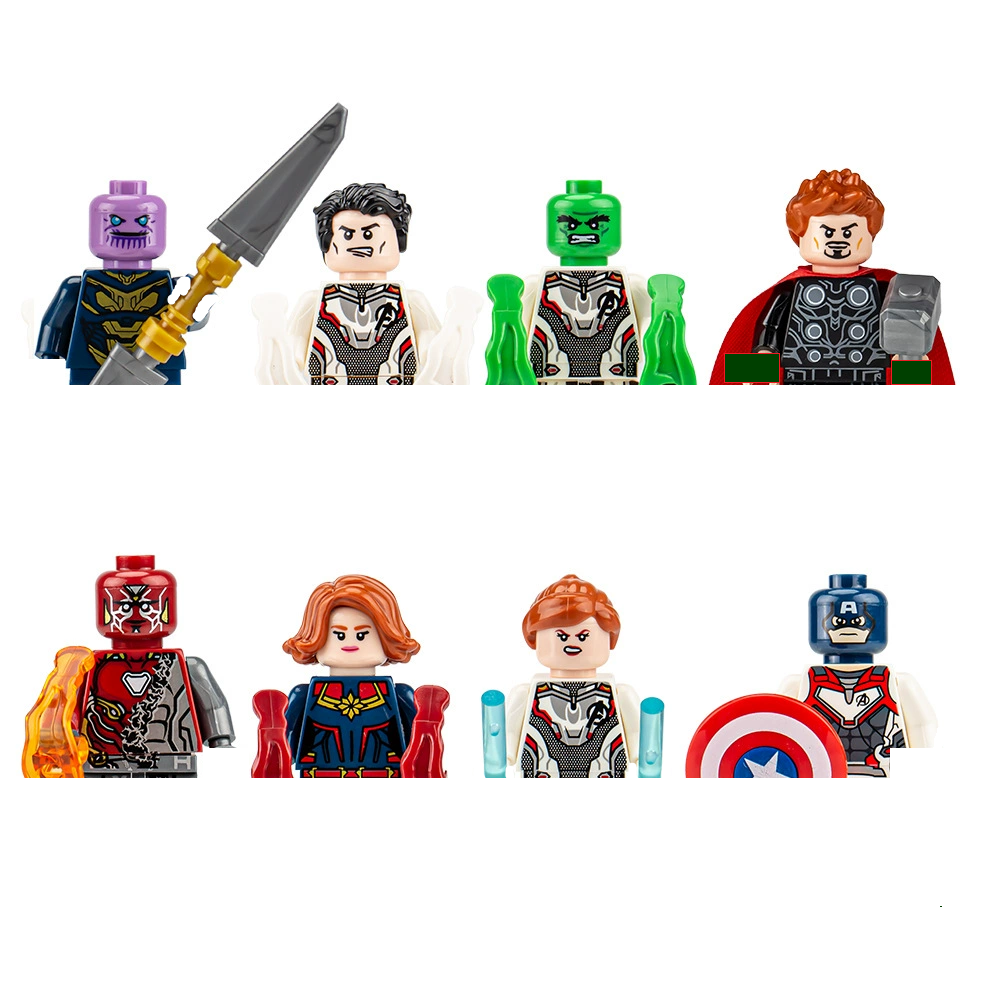 (8 pcs F) Marvel Universe Superhero Building Blocks Set Iron Man Spider Man Mini Assembled Doll Children Gift