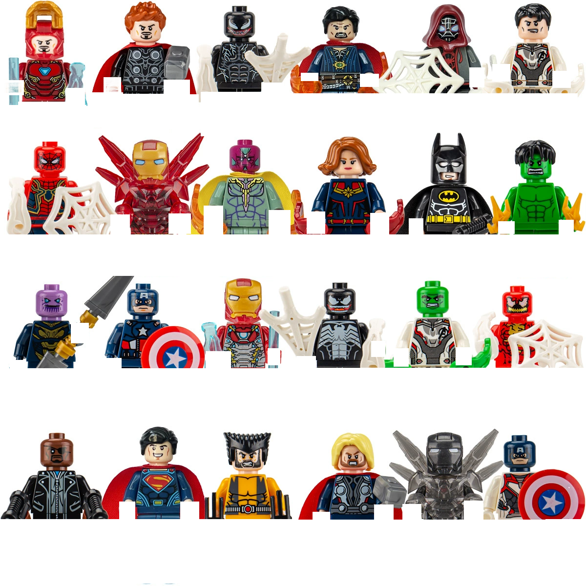(8 pcs F) Marvel Universe Superhero Building Blocks Set Iron Man Spider Man Mini Assembled Doll Children Gift