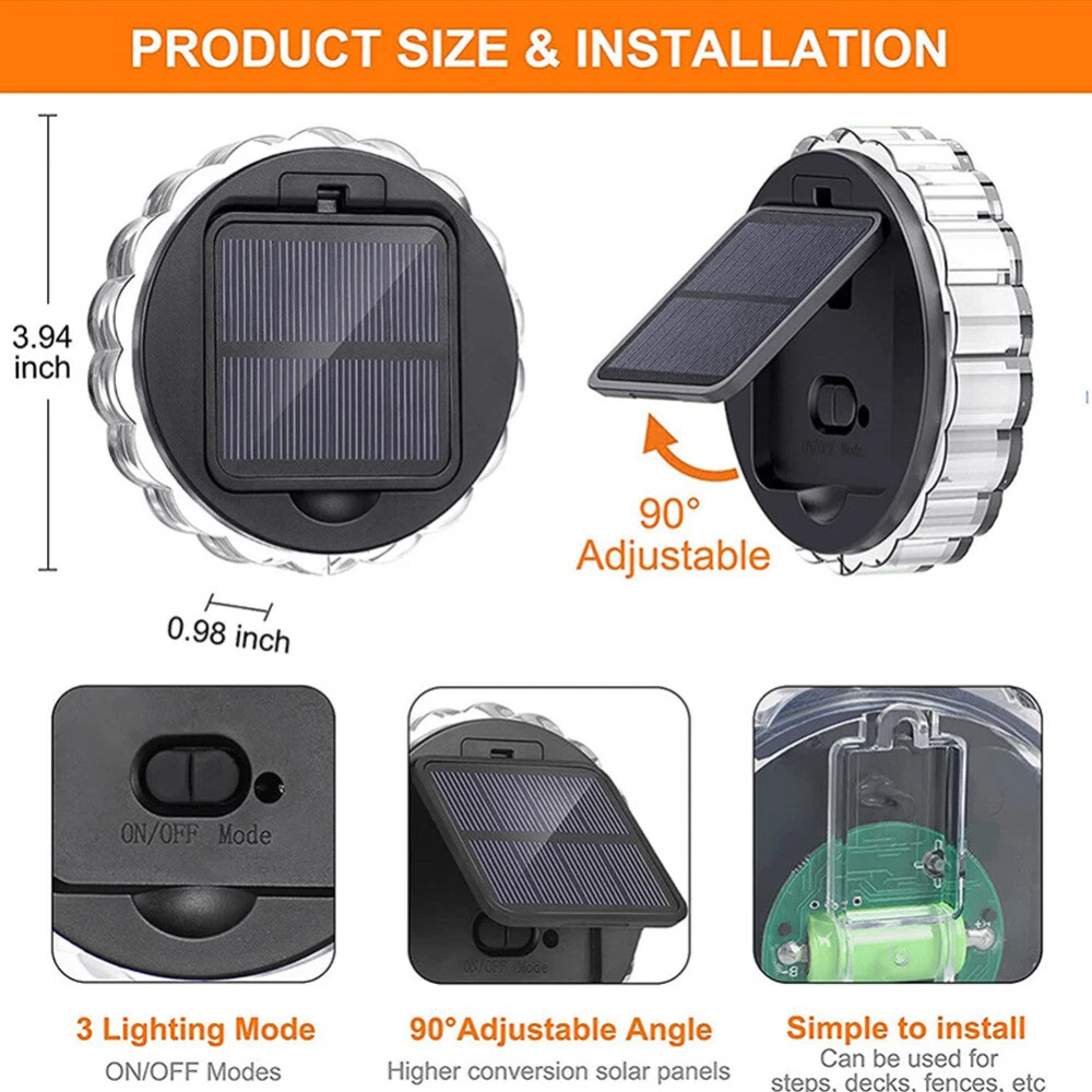 (Cool White) Solar Power LED Wall Door Fence Lights Outdoor Garden Pathway Deck Lamp 3 Mode