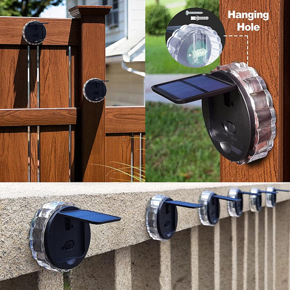 (Cool White) Solar Power LED Wall Door Fence Lights Outdoor Garden Pathway Deck Lamp 3 Mode