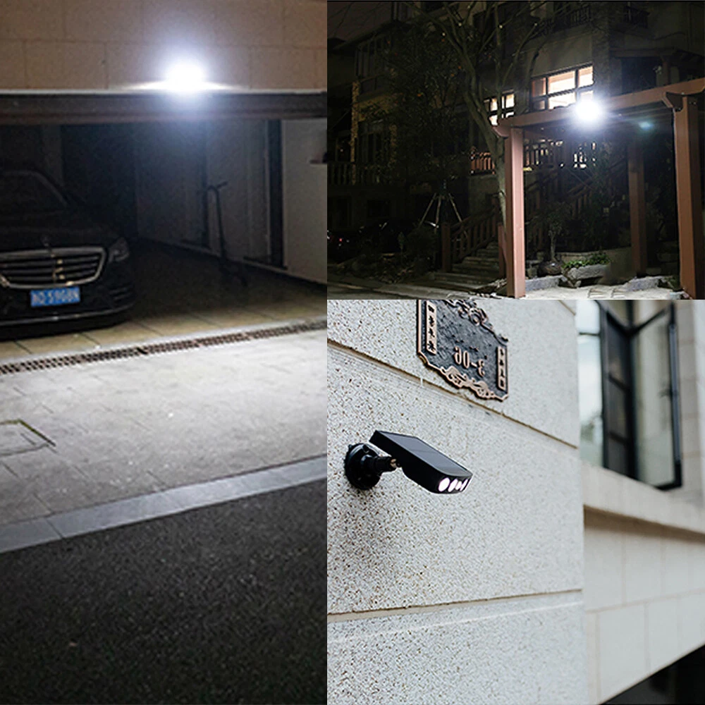 (white shell warm white) 2 Pack LED Solar Flood Light Motion Sensor Security Spot Wall Street Light