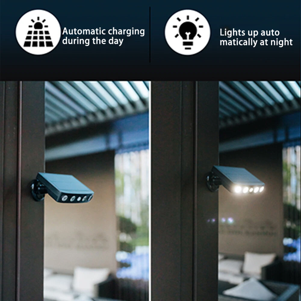 (white shell warm white) 2 Pack LED Solar Flood Light Motion Sensor Security Spot Wall Street Light