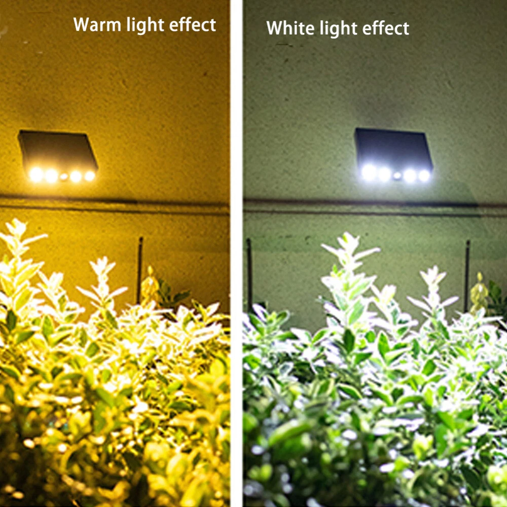 (white shell warm white) 2 Pack LED Solar Flood Light Motion Sensor Security Spot Wall Street Light