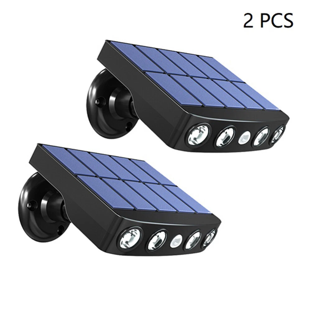 (white shell warm white) 2 Pack LED Solar Flood Light Motion Sensor Security Spot Wall Street Light