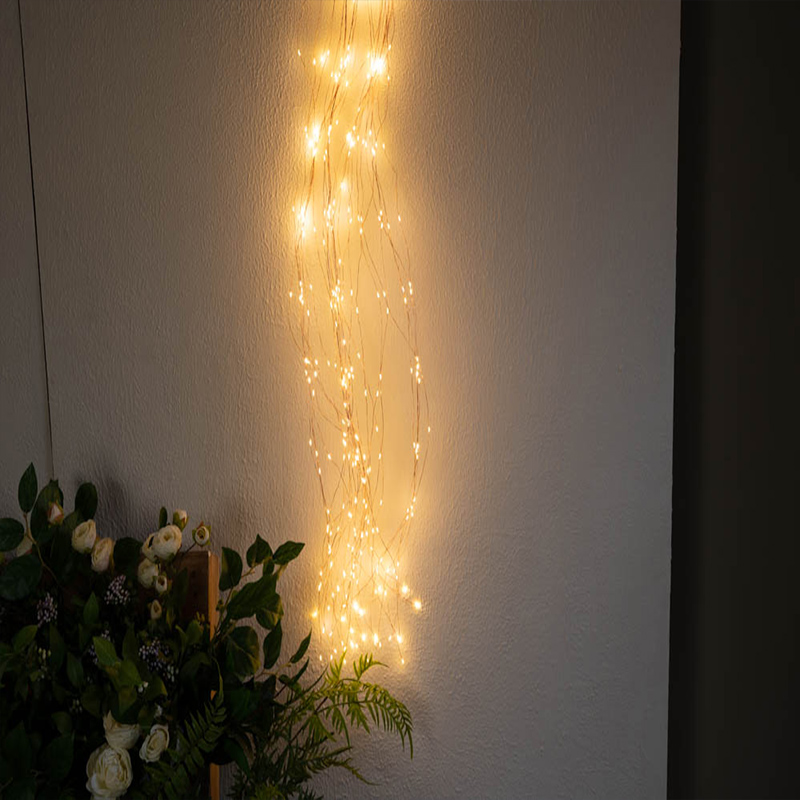 (Cool White)  Branch Lights 600LED Solar Power String Lights Christmas Decoration Outdoor Waterfall Lights Indoor Curtain LED Lamp decor