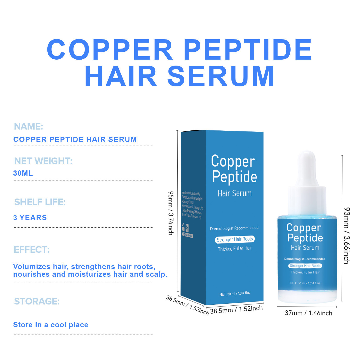 Copper Peptide Hair Essence For Smoothing Thickening Strengthening And Hair Loss Defense Treatment Oil