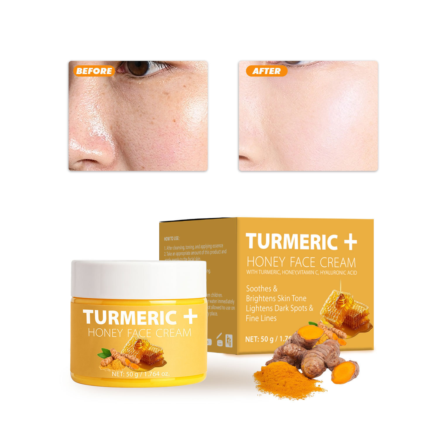 Turmeric Honey Face Cream Moisturizing Anti Fine Line Gentle Repair Daily Skin Care 50g