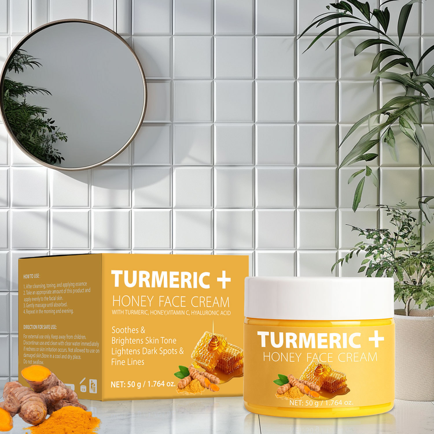 Turmeric Honey Face Cream Moisturizing Anti Fine Line Gentle Repair Daily Skin Care 50g