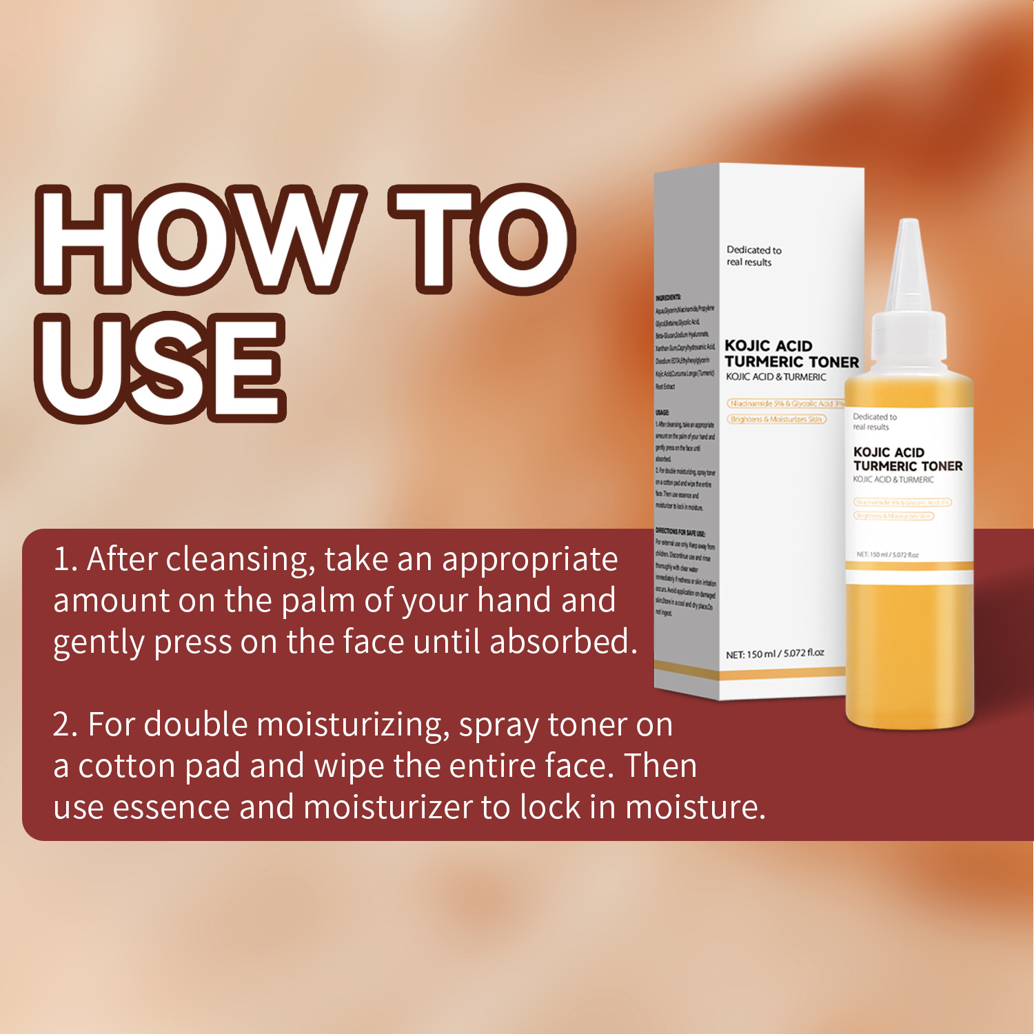 Kojic Acid Turmeric Purifying Toner For Brightening Even Tone And Daily Hydrating Face Care 150ml