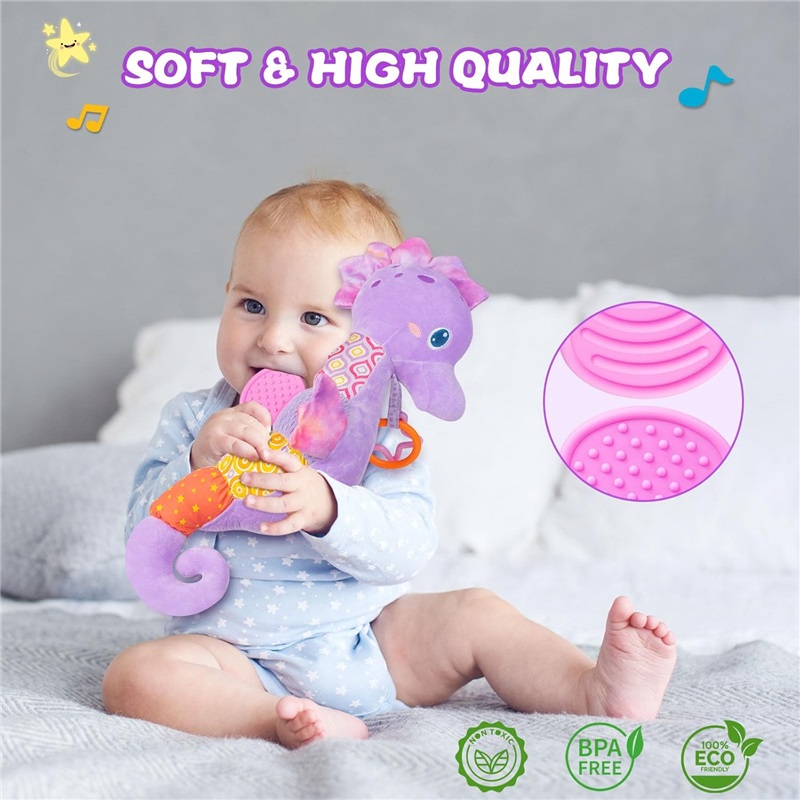 (PK) Baby Rattles Toys Infant Musical Stuffed Animals Soft Toy with Bright Colors Crinkle Sound Paper Newborn Toys for 0 12 Months