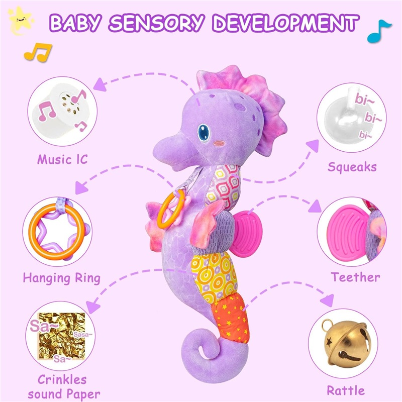 (PK) Baby Rattles Toys Infant Musical Stuffed Animals Soft Toy with Bright Colors Crinkle Sound Paper Newborn Toys for 0 12 Months