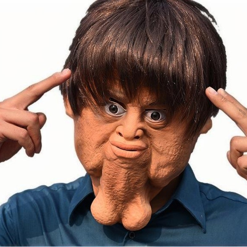 Big Chin Mask Double Chin Headgear Halloween Funny Scary Mask Weird Man
