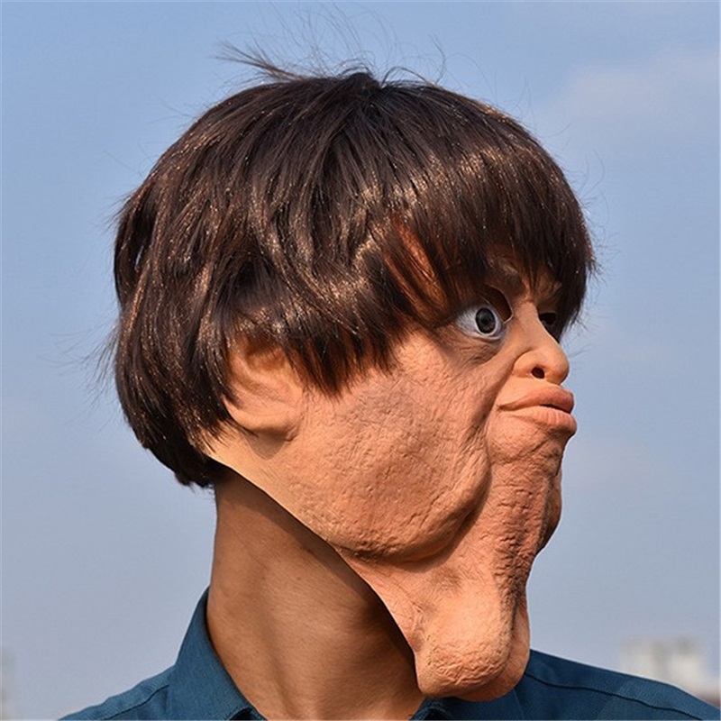 Big Chin Mask Double Chin Headgear Halloween Funny Scary Mask Weird Man
