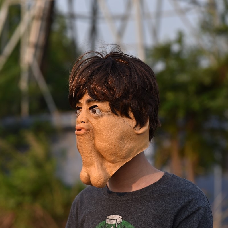 Big Chin Mask Double Chin Headgear Halloween Funny Scary Mask Weird Man