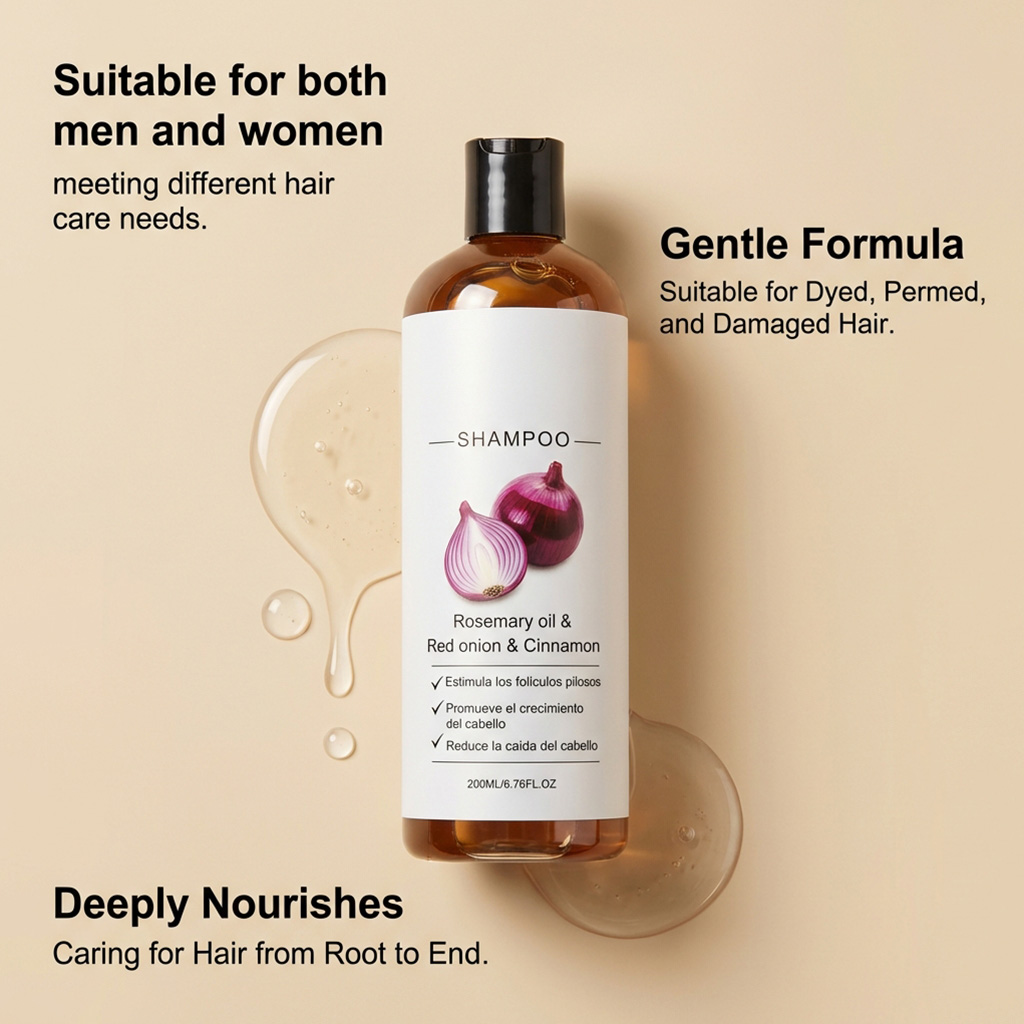 Shampoo Red Onion Lightweight Nourishing Cleansing Mild Oil Control Fluffy Refreshing Comfortable Hair Care For All Strands