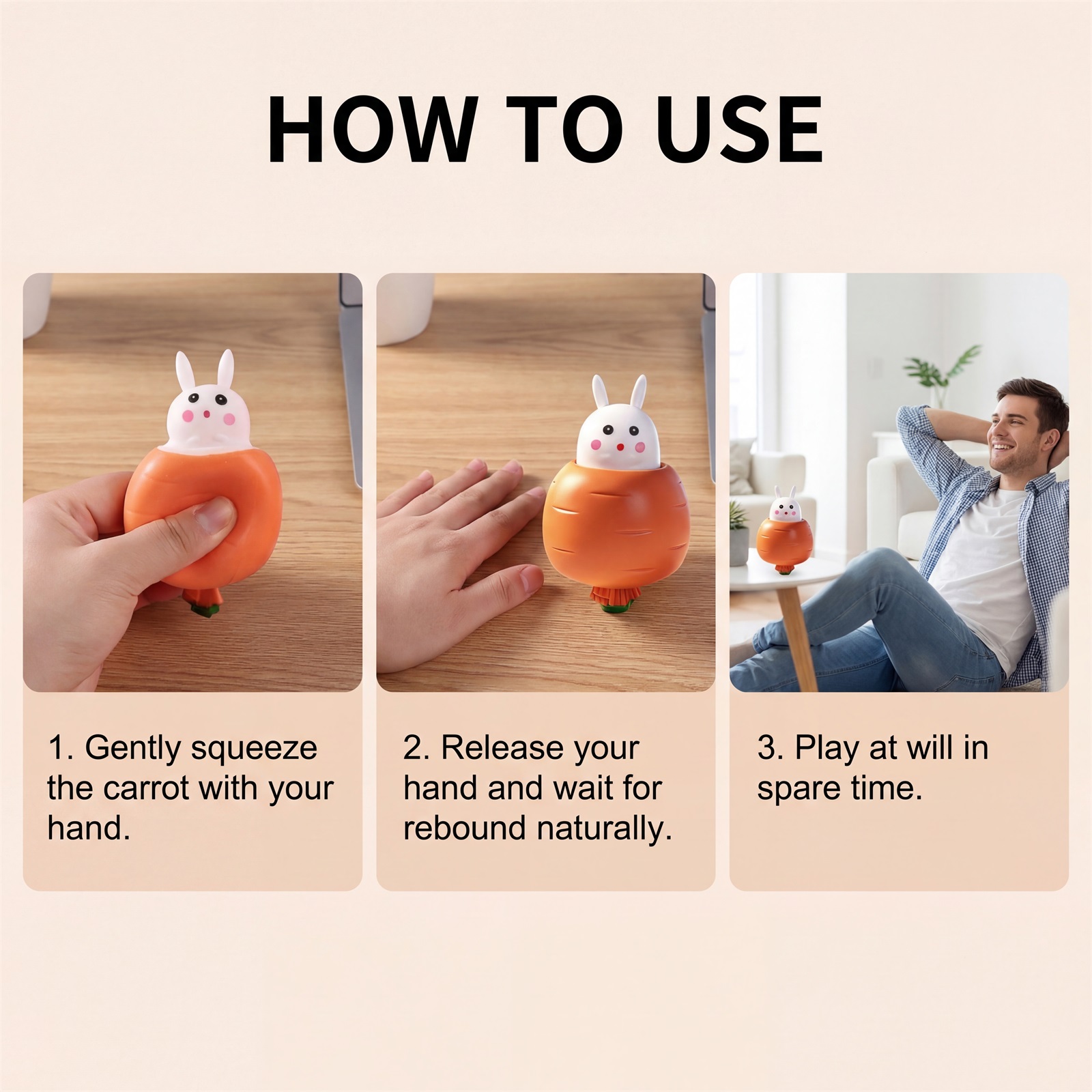 Carrot Rabbit Squishy Toy Cute Healing Stress Relief Slow Rebound Soft Elastic Odorless Festival Present Gift