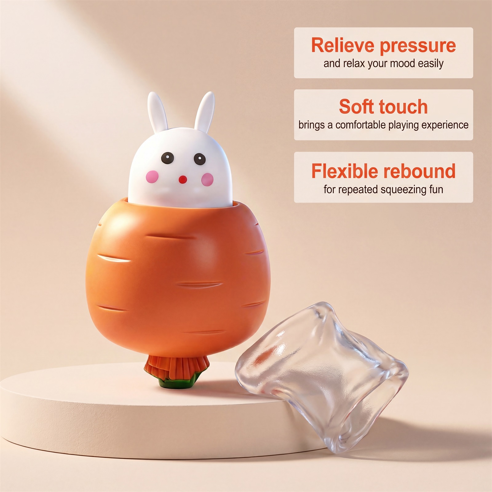 Carrot Rabbit Squishy Toy Cute Healing Stress Relief Slow Rebound Soft Elastic Odorless Festival Present Gift
