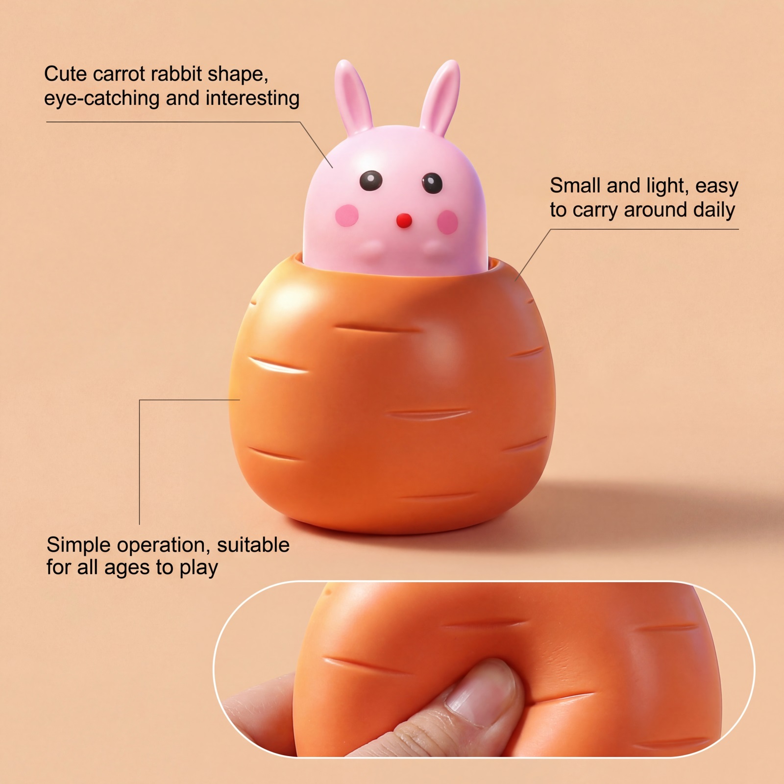 Carrot Rabbit Squishy Toy Cute Healing Stress Relief Slow Rebound Soft Elastic Odorless Festival Present Gift