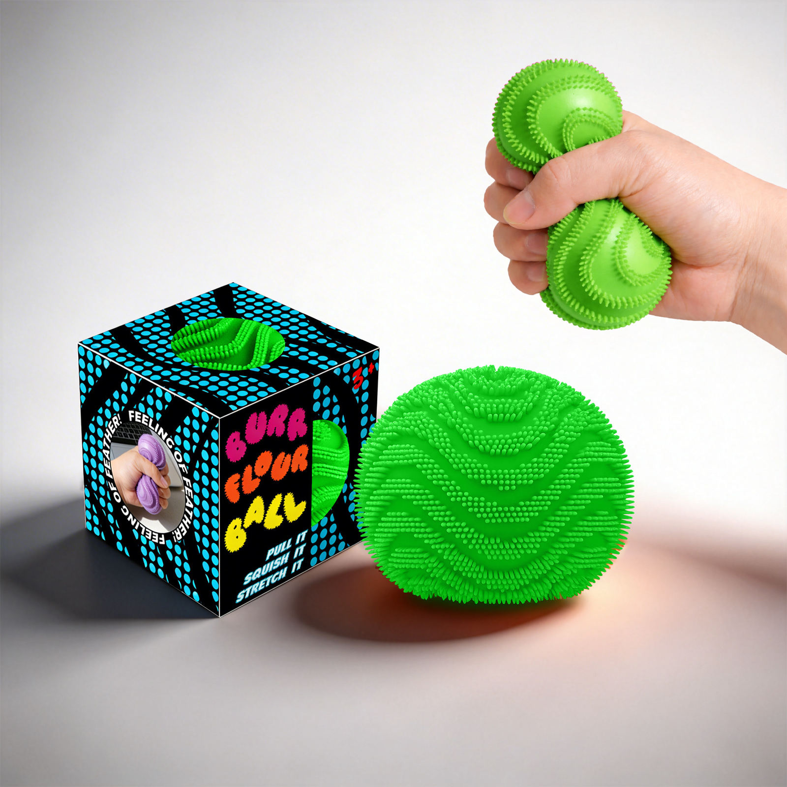 (Green) Spiky Stress Ball Pink Finger Knead Soft Creative Cute Tiny Portable Healing Leisure Relax Release Pressure