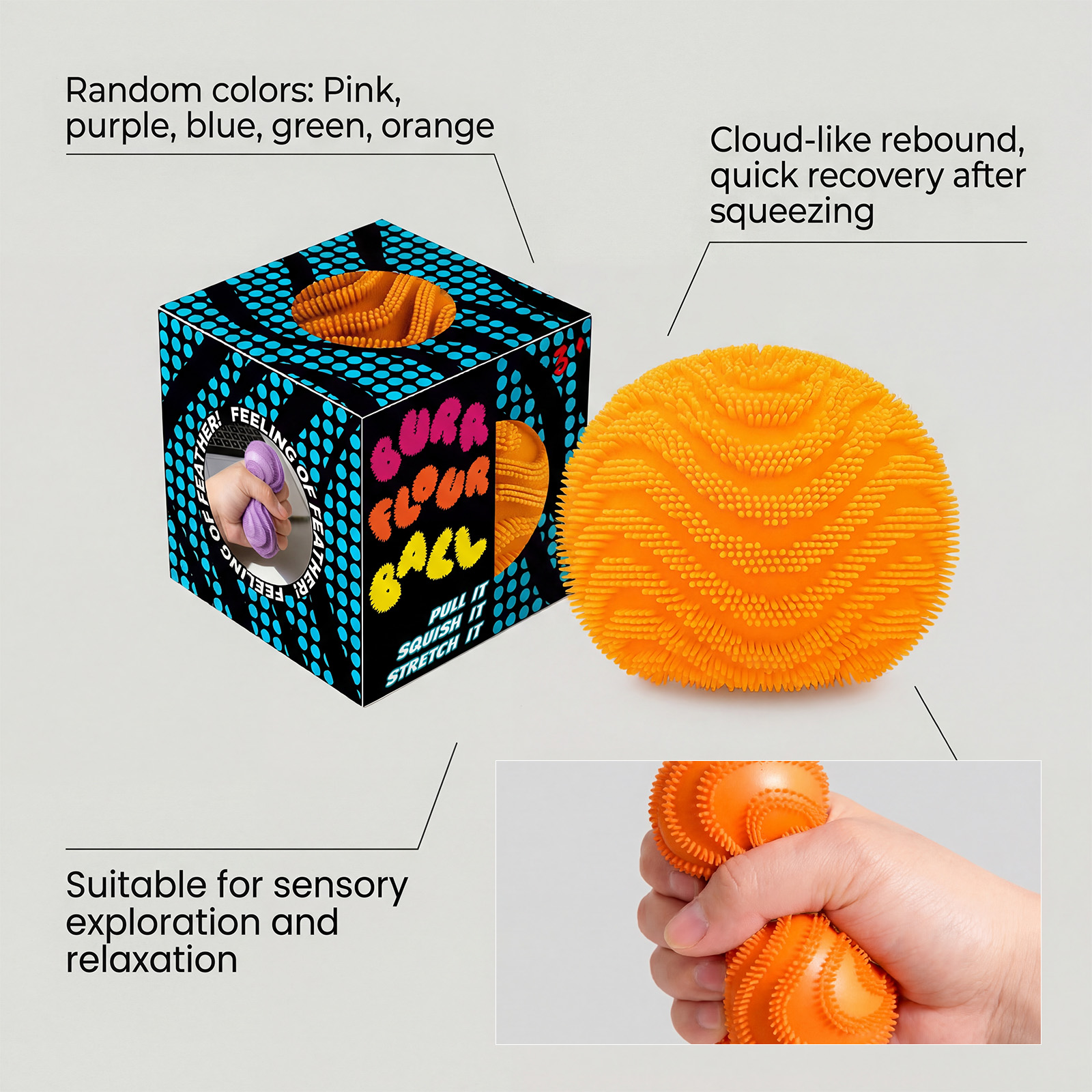 (Green) Spiky Stress Ball Pink Finger Knead Soft Creative Cute Tiny Portable Healing Leisure Relax Release Pressure