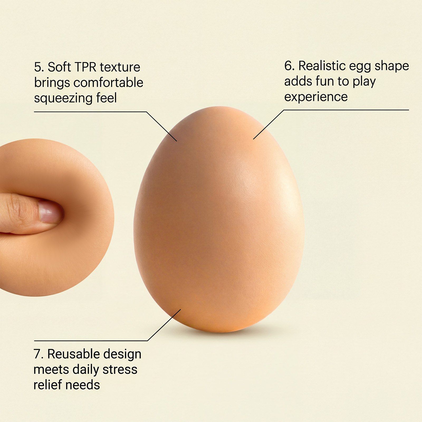 Simulated Egg Squeeze Toy Soft Texture Soft Hand Feel Lovely Shape Fun Stress Relief Plaything For Daily Relaxation Entertainment