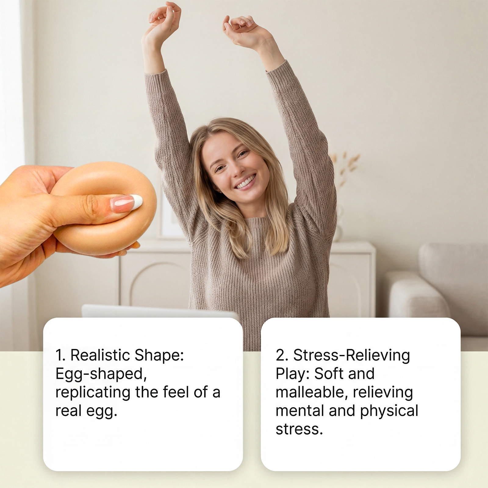 Simulated Egg Squeeze Toy Soft Texture Soft Hand Feel Lovely Shape Fun Stress Relief Plaything For Daily Relaxation Entertainment
